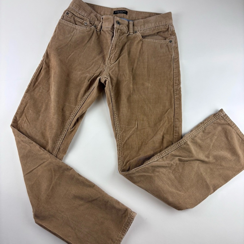 Banana Republic 31x32 Corduroy Pima Cotton Tan Pants Mens Straight Fit